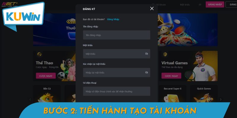 Điền đầy đủ thông tin vào biểu mẫu để hoàn tất việc đăng ký NBET